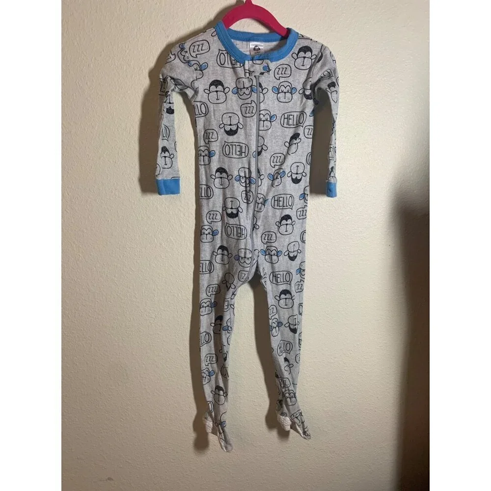 Gerber Cotton Footie Pajamas Unisex Baby Size 24 Months Monkey Print Sleepwear